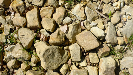 Rocky ground in the mountains, rocky soil
