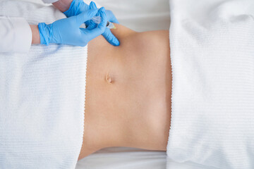 Picture of lipolysis treatment on different parts of woman body - obrazy, fototapety, plakaty