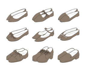 茶色のパンプスのイラストセット