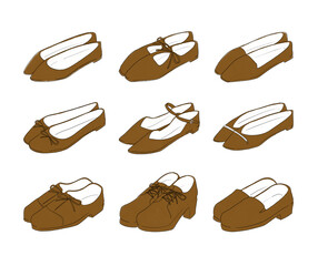 茶色のパンプスのイラストセット