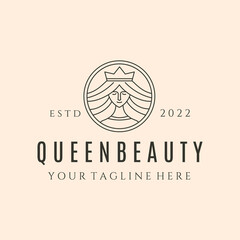 queen beauty line art logo vector symbol illustration design