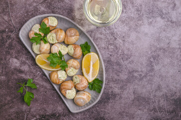 Traditional escargot with spicy butter