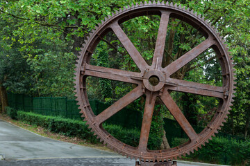 Old wheel of a cable car