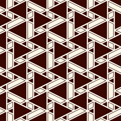 Contemporary geometric pattern. Repeated triangles motif. Modern geo abstract background. Seamless surface design. Ornamental mosaic wallpaper. Digital paper, textile print. Vector illustration