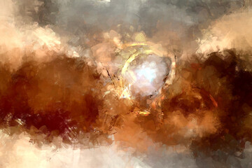 Expressive brushed painting on canvas. Abstract texture. 2d illustration. Wide brushstrokes. Modern digital art. Contemporary brush. Modern expression. Popular style pattern painted image.