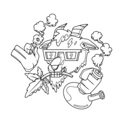 Smoking goat illustration.