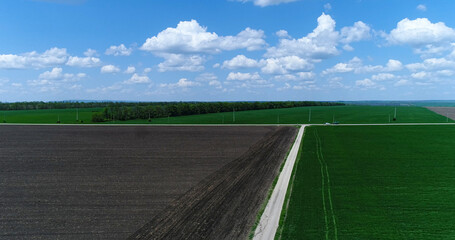 Agricultural land, spring, horizon, sky, clouds