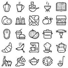 Food Flat Icon Set Isolated On White Background