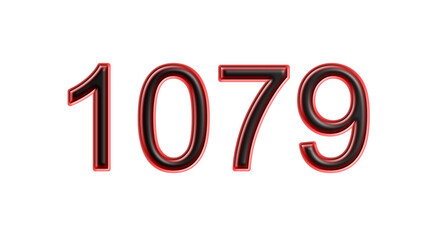 red 1079 number 3d effect white background