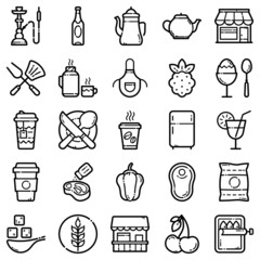 Food Flat Icon Set Isolated On White Background