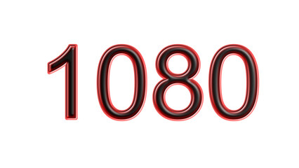 red 1080 number 3d effect white background