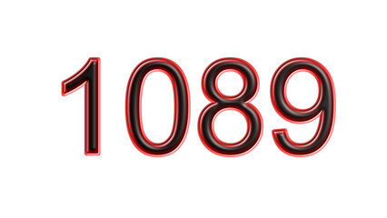 red 1089 number 3d effect white background