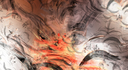 Modern art. Brushed Painted Abstract Background. Brush stroked painting. Strokes of paint. 2D Illustration.´