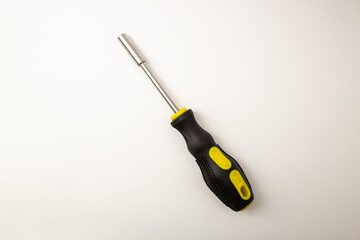 Construction tools on white background