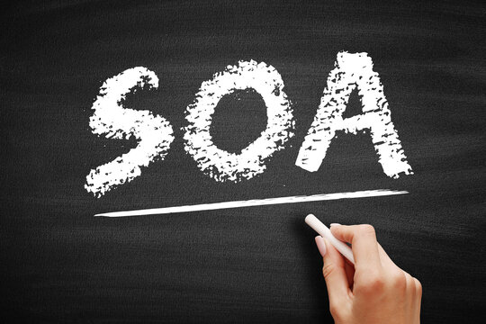 SOA - Service Oriented Architecture is an architectural style that supports service orientation, acronym text on blackboard