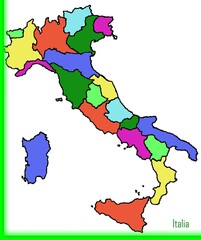 Italy: Design of the Italy with the colored regions.