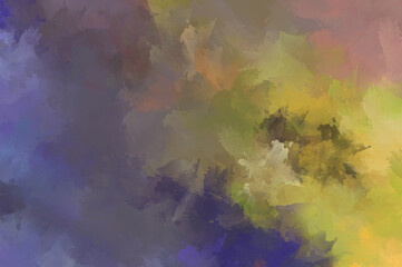 2D illustration of colorful brush strokes. Decorative texture painting. Vibrant paint pattern backdrop.