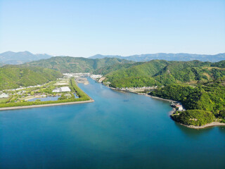 Fototapeta na wymiar 愛媛県宇和島市　岩松川河口の風景 
