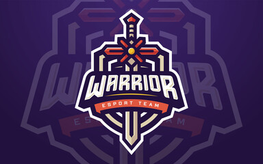 Professional Warrior Esports Logo Template with Sword for Game Team or Gaming Tournament