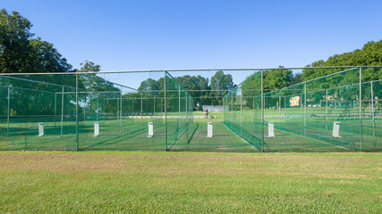 Cricket Practice Nets Wickets Grass Field - 504365414