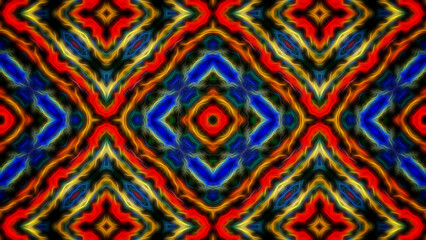 Abstract symmetrical multicolored luminous background kaleidoscope.