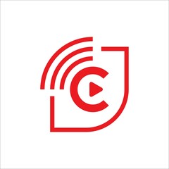 Fototapeta premium initial C letter streaming video logo template