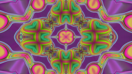 Abstract symmetrical multicolored luminous background kaleidoscope.