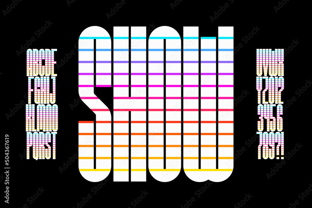 Fototapete modern condensed style font design with bright color gradient lines, alphabet letters and numbers ve