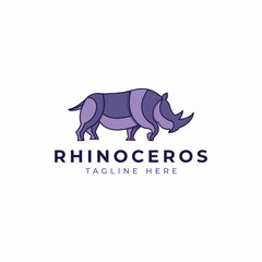 Rhino Line Art Linear Minimalistic Logo. Outline Rhinoceros Flat Style Premium Vector