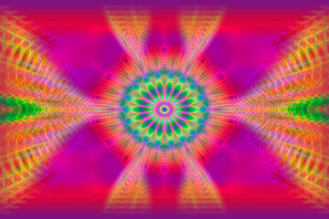 Fototapeta premium Abstract symmetrical multicolored luminous background kaleidoscope.