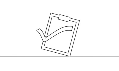 Continuous line drawing of clipboard, business growth, cheklist icon, object one line, single line art, vector illustration