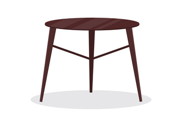 wooden round table on white background isolated vector graphic interior element
