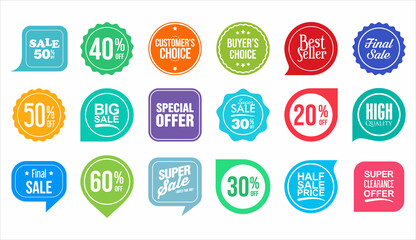 Modern super sale stickers and tags colorful collection 
