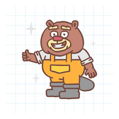 Beaver showing thumbs up and smiling. Hand drawn character. Vector Illustration