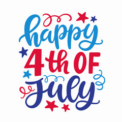 Happy Fourth of July hand written ink lettering