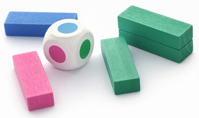 Jenga game of colorful wooden blocks