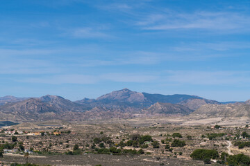 View to countryside from Spanish village of Busot Spain historic pueblo tourist attraction near El Campello and Alicante