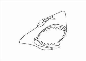 vector sharks drawn in line-continuous line drawing 