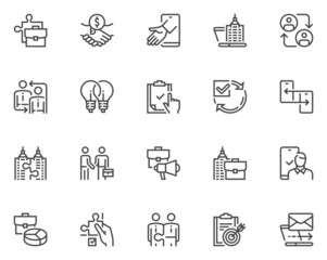 B2B Related Vector Line Icon Set. Business to Business, Business Collaboration. Editable Stroke. 48x48 Pixel Perfect.