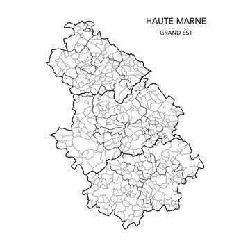 Vector Map of the Geopolitical Subdivisions of The Département De La Haute-Marne Including Arrondissements, Cantons and Municipalities as of 2022 - Grand Est - France