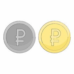 golden and silver ruble illustration