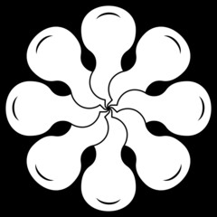 家紋です。八つ念じ（ねじ）瓢（ひさご）といいます。