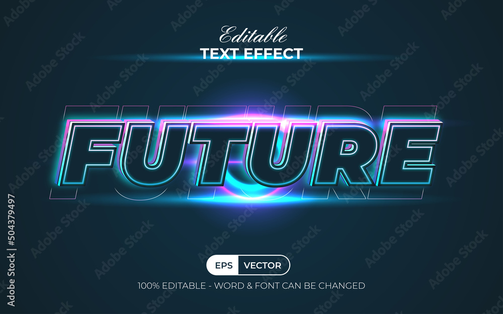 Poster future text effect neon style. editable text effect.
