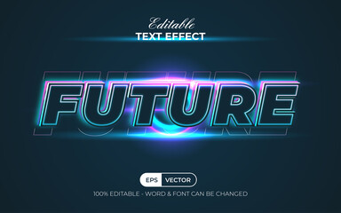 Future text effect neon style. Editable text effect.