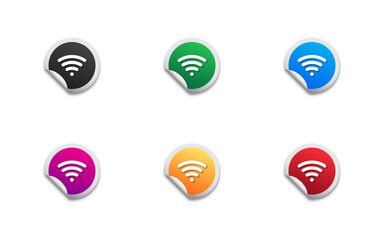 Set of WiFi stickers. Vector illustration.