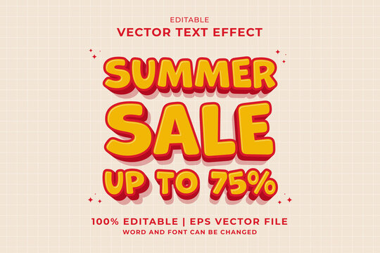 Editable text effect Summer Sale 3d Cartoon template style premium vector