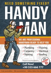 Fixing service vertical banner with handyman
