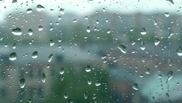 Rain drops on window, video 4k resolution