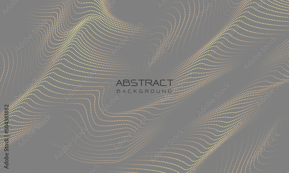 Aufkleber abstract 3d gold dots wave curve motion light on black with blank space design modern futuristic tec