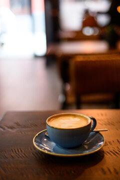 Close-Up of a cup of coffee on a table